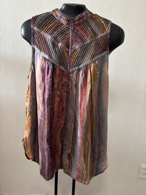 Burning Torch Blouse Top Silk Blend Womens Size Small Indie Boho